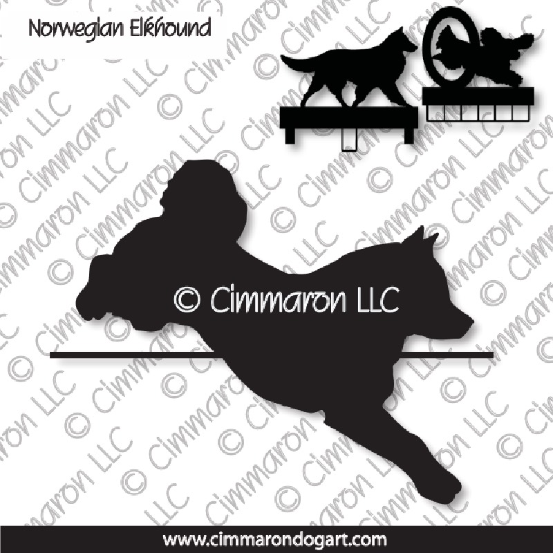 nor-elk005ls - Norwegian Elkhound Jumping MACH Bars-Rosette Bars