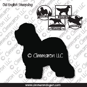oesd002s - Old English Sheepdog Standing House and Welcome Signs