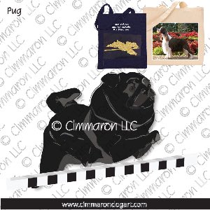 pug010tote - Pug Black Jumping Tote Bag