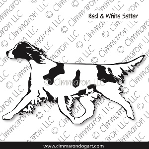 ir-redwhite004d - Irish Red and White Setter Gaiting Outline Decal