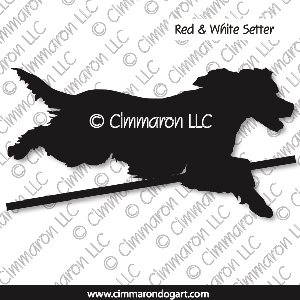 ir-redwhite006d - Irish Red and White Setter Jumping Decal