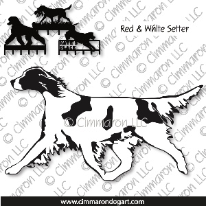 ir-redwhite004h - Irish Red and White Setter Gaiting Outline Leash Rack