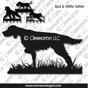 ir-redwhite008h - Irish Red and White Setter Pointing Leash Rack