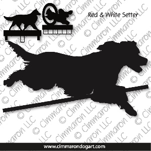 ir-redwhite006ls - Irish Red and White Setter Jumping MACH Bars-Rosette Bars