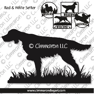 ir-redwhite008s - Irish Red and White Setter Pointing House and Welcome Signs