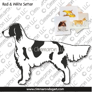 ir-redwhite002n - Irish Red N White Setter-Outlined Note Cards