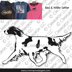 ir-redwhite004t - Irish Red n White Setter Gaiting Outline Custom Shirts