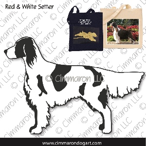 ir-redwhite002tote - Irish Red N White Setter-Outlined Tote Bag