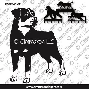 rot003h - Rottweiler Front Standing Leash Rack