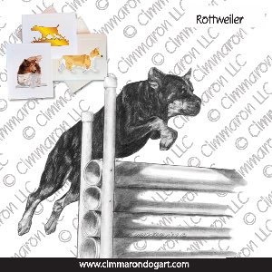 rot011n - Rottweiler Jump Sketch Note Cards