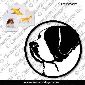 saint010n - Saint Bernard Head Silhouette Note Cards