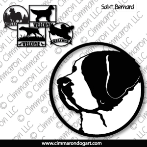 saint010s - Saint Bernard Head Silhouette House and Welcome Sign