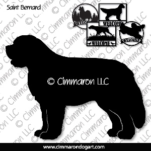 saint002s - Saint Bernard Silhouette House and Welcome Sign