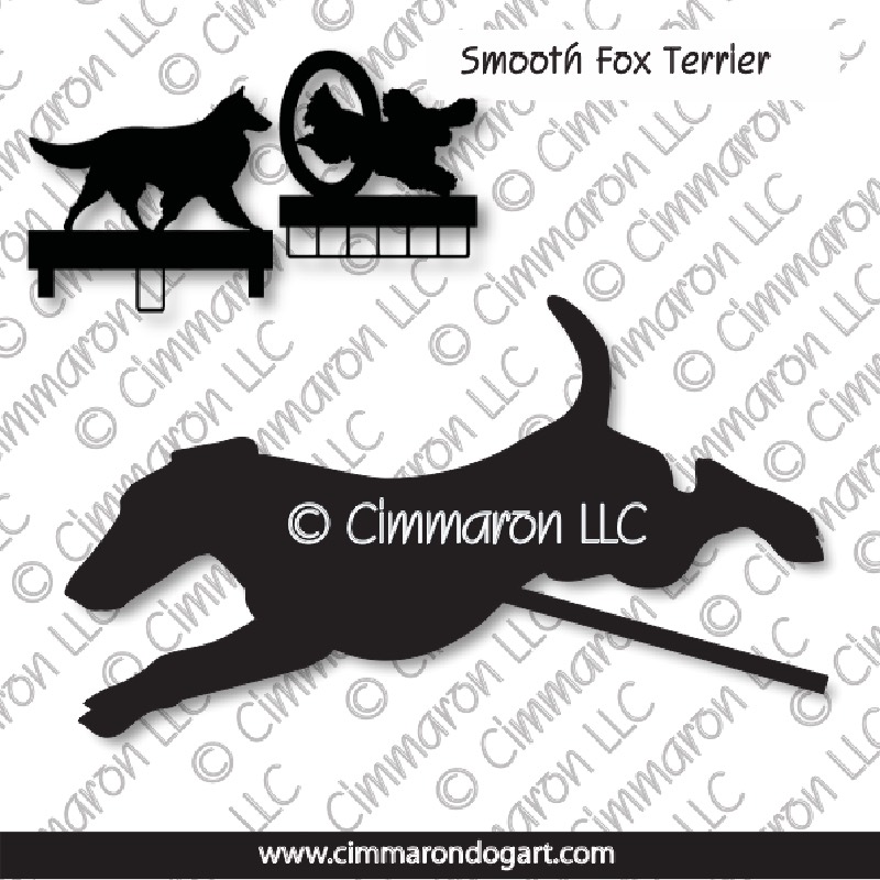 smfox-ter004ls - Smooth Fox Terrier Jumping MACH Bars-Rosette Bars