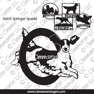 welsh-ss013s - Welsh Springer Spaniel (tail) Jumping House and Welcome Signs